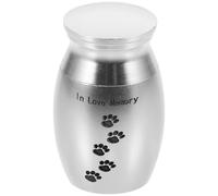 iplusmile Silver Miniature Pet Urn for Ashes, Small Metal Keepsake Urn with Dog Paw Print, Hair and Tooth Storage Box, Memorial Ashes Container for Cats and Dogs
