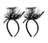iplusmile Silver Sequin Mini Top Hat Headband Party Accessory with Veil 2pcs Featherweight and Comfortable Vintage Style for Adults for Dance and Festival Occasions