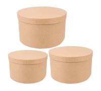 iplusmile Small Cardboard Present Boxes 3pcs round Kraft Paper Boxes with Lids Recyclable with Attractive Design for Cookies and Candy for Giftgiving and Craft Packaging