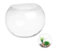 iplusmile Small Glass Fish Tank Transparent Desktop Aquarium Bowl for Goldfish Turtles Shrimp Crabs Clear Round Glass Fishbowl for Home Office Party Decoration