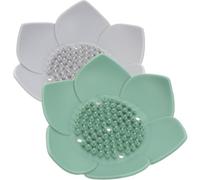 iplusmile soap drain holder 2pcs Silicone Soap Dish Next to the Sink Kitchen Self-Draining Structure Dry Soap Easily Lotus-Shaped