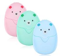 iplusmile Soap Sheets Portable Hand Soap Flakes with Sturdy PP Case 3 Pcs Multi-Colored for Hiking Camping and Travel Hand, Face and Body Cleaning