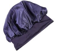 iplusmile Solid Color Elastic Stitch Women’S Sleep Cap Ear Protection, Satin Hair Wrap for Sleeping and Bathing, Comfortable Female Shower Bonnet in Blue