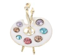 iplusmile Sparkling Rhinestone Paint Palette Brooch Pin for Women, White Enamel Artistic Brooch Accessory for Suits, Scarves, and Jackets, Fashionable Painter Gift for Thanksgiving