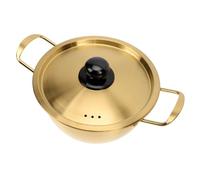 iplusmile Stainless Steel Korean Noodle Pot with Lid Double Handle Stock Pot for Induction and Open Flame Cooking Wear Resistant and Comfortable Grip
