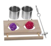 iplusmile Stainless Steel Parrot Food Bowl with Feeding Basin and Fruit Fork Set, Parakeet Cage Accessories for Cockatiels, Bird Feeder Bowl Suitable for Bird Cage Feeding and Random Color