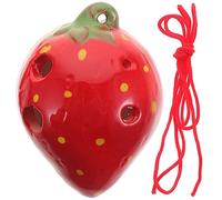 iplusmile Strawberry Shaped 6-hole Ceramic Ocarina Flute for Boys and Girls, Ac Tune Ethnic Wind Instrument, Red Musical Toy Suitable for Children’s Beginner Practice