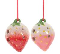 iplusmile Strawberry Shaped 6-hole Ocarina Wind Instrument and Beginners, Creative Fruit Design Practice Ocarina Set 2pcs in Red and Pink for Music Learning and Random Color
