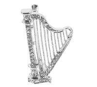 iplusmile Stylish Silver Harp Brooch Alloy Rhinestone Pin Versatile Accessory for Bags and Hats Party Wear Unique Elegant Design for Men and Musicians
