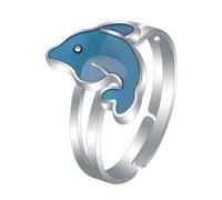 iplusmile Thermochromic Dolphin Mood Ring for Women, Cartoon Open Adjustable Finger Ring, Colour Changing Emotion Jewellery for Dress and Play