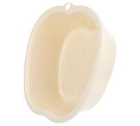 iplusmile Thickened Plastic Foot Bath Bucket Home Pedicure Basin with Massage Points Reusable Foot Soaking Tub for Relaxation and Spa Therapy at Home Or Travel (beige)