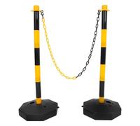 iplusmile Traffic Delineator Post with Fillable Base, Lightweight Plastic Safety Barrier for Urban Road Management and Garages, Black and Yellow Driveway Barrier Sign Post for Pedestrians