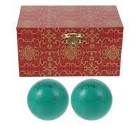iplusmile Turquoise Massage Balls 2Pcs Hand Exercise Spheres for Muscle Stretch and Circulation Therapy with Wooden Storage Box, Wellness Hand Massager for Relaxation and Fitness