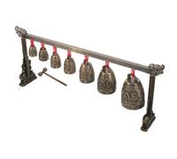 iplusmile Vintage Chinese Bell Instrument Set, Single Layer 7-round Bronze-effect Bells, Asian Percussion Musical Instrument for Decoration and Performance