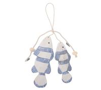 iplusmile Vintage Mediterranean Solid Wood Fish Wall Hanging Handcrafted Carved Nautical Sculpture with Intricate Antique Fish String Rustic Coastal Decor for Home Lake House Indoor Outdoor