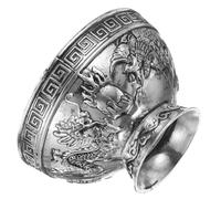 iplusmile Vintage Tibetan Silver Buddhist Offering Bowl with Dragon Phoenix Pattern Reusable Water Worship Cup for Meditation Temple Decor Accessory Buddhist Rituals and Yoga