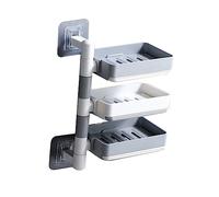 iplusmile Wall Mounted Three Soap Dish Holder with Drainage No Drill Installation Soap Tray for Bathroom Toilet Laundry Household and Drying Rack