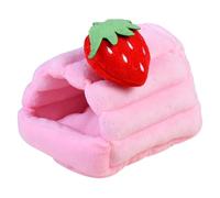 iplusmile Warm Small Animal Pet Nest Bed with Strawberry Pattern, Thickened Cotton Warm Hamster House Cushion for Guinea Pig, Hedgehog, Rabbit Cozy Resting Habitat