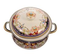 iplusmile Wear Resistant Enamel Stockpot with Lid Two Handle Thickened Cooking Pot for Stew and Soup Compatible with Gas Electric and Induction Stoves Household Canteen Stew Pot