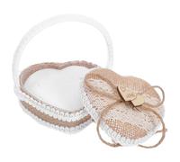 iplusmile Wedding Ring Box with Handle Jute Ring Box Rustic Khaki Cotton Linen Portable Reusable Lightweight Jewellery Holder for Weddings Flower Girl