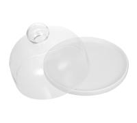 iplusmile White Ceramic Cake Plate with Glass Cover Dome, Stylish Appearance Design Serving Dish for Birthday Parties and Swimming Pool Parties, Sturdy Dessert Tray