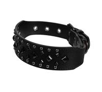 iplusmile With Spiked Small Spiked Buckle Wide Spiked French Bulldog Male Protective Choker Leather Black