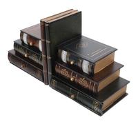 iplusmile Wood Bookend Shape Container with Large Storage Capacity, Functional Bookshelf Accessory for Shelves, Vintage Style Wooden Book End Storage Box for Books