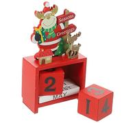 iplusmile Wooden Christmas Desktop Calendar Decorative Xmas Tabletop Calendar Ornament for Home Office Red Reindeer Design Adornment