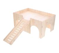 iplusmile Wooden Mini Castle Small Pet Hut for Hamsters and Squirrels with Detachable Design and Slide, Easy to Clean Villa-style Habitat with Ventilation Holes, Rat Hide and Boredom Breaker
