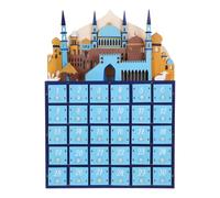 iplusmile Wooden Ramadan Calendar Countdown with LED Light, 30-day Family Bonding Tool and Blue Ramadan Eid Decor Ornament for Bedroom and Holiday Celebration