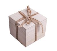 iplusmile Wooden Storage Box with Lid for Protecting Fragile Articles, Yellow Cotton Packaging Box for Small Storage and Wrapping