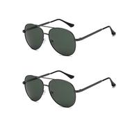 IPNSDON 2PCS Polarised-Sunglasses-Mens-Womens- Sunglasses Retro Dark green Sun Glasses Unisex Classic Ultralight Shades For outdoor Cycling Driving Fishing