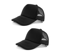 IPNSDON 2PCS Stylish Baseball Cap Solid Color Breathable Hardtop 5-Panel Structured with Mesh Panels Dad Driver Hat Snap Closure for Summer Outdoor Sports Running Hiking Fishing Driving(Black)
