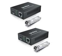 ipolex Gigabit Multi-Mode LC Fiber to Ethernet Media Converter with a SFP-SX Module, 1.25G Fiber to Copper RJ45 Media Converter, 1000Base-SX to 10/100/1000Base-TX (850-nm, 550m@OM2OM3MMF) 2-Pack.