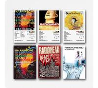IPOPSWMIN A Set Of 6 Radiohead Music Rock Band Vintage Album Cover Wall Art Canvas Posters Room Decorative Aesthetic Print Decor 08x12inch(20x30cm) Style-1
