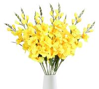IPOPU 10PCS Yellow Silk Gladiolus Flowers, 30.3in Artificial Plants for Home Decoration