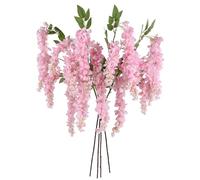 IPOPU 3.9FT Wisteria Artificial Flowers, 4PCS Wisteria Hanging Flowers, Silk Pink Flower with Long Stem for Tall Vase Filling Wedding Wall Backdrop Centerpieces Home Decoration (Pink)