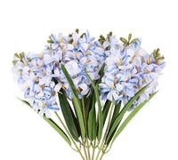 IPOPU 6PCS Blue Hyacinth Artificial Flowers Faux Snapdragon Flowers Real Touch Fake Bouquet with Stems for Home Wedding Dining Table Party Garden Decoration(Blue)