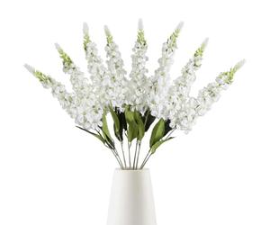 IPOPU 8PCS White Snapdragon Artificial Flowers Delphinium Artificial Silk Flowers Long Stem Hyacinth Fake Flowers for Wedding Home Outdoor Party Floral Arrangement Centerpiece Table Decoration (White)