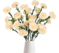 IPOPU Carnations Artificial Flowers 6PCS Silk Carnations Faux Flowers Artificial Flowers Bulk 33in Long Flowers for Wedding Home Table Centerpieces Floral Arrangement(Champagne)