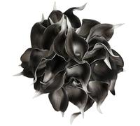 IPOPU Grey Black Calla Lily Artificial Flowers for Decorations 24PCS Grey Black Fake Flowers Calla Lily Bouquet for Wedding Centerpieces Flower DIY Floral Decor Home Decoration (Grey Black)