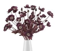 IPOPU Plum Poppy Flowers Artificial 8pcs Silk Poppies Flowers with Stems Silk Flower Arrangements for Wedding Table Centerpieces for Home Bridal Shower Party Decor (Plum)