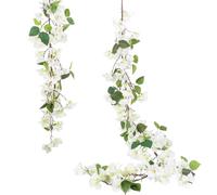 IPOPU White Bougainvillea Artificial Garland 5.9FT 1 PCS - Silk Bougainvillea Hanging Flowers, Artificial Flower Garland for Wedding Arch, Backdrop, Home Decor