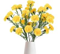 IPOPU Yellow Carnations Artificial Flowers 6PCS Faux Carnations Silk Flowers 33in Long Flowers for Tall Vases for Wedding Home Table Centerpieces Floral Arrangement(Yellow)