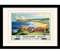 iPosters The Yorkshire Coast See Britain By Train Framed & Mounted Print - Overall Size: 36 x 46 cm (14 x 18 inches) Mount Size: 30 x 40 cm