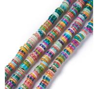 Ipotkitt 1 Strand Mixed Colours Flat Round Natural Freshwater Shell Beads Strands Disc Coin Shape Heishi Loose Beads for DIY Jewellery Making Necklace Bracelet Crafts