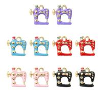 Ipotkitt 10 pcs 5 Colours Alloy Sewing Machine Enamel Charms Sewing Knitting Vintage Theme Charms for DIY Jewellery Making Bracelet Necklace Earrings Keychains Crafts