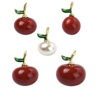 Ipotkitt 10 pcs 5 Styles Brass Resin Fruit Enamel Charms Cherry Apple-Shaped Food Charms for DIY Jewelry Making Bracelet Necklace Earrings Keychains Decor