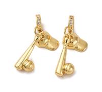 Ipotkitt 10 pcs Brass Cubic Zirconia Baseball Theme European Dangle Charms Baseball Hat Ball Game Sport Large Hole Charm for DIY Crafts Jewelry Bracelet Earrings Necklace Keychains