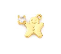 Ipotkitt 10 pcs Brass Cubic Zirconia Gingerbread Man Charms Christmas Xmas Theme Charms for DIY Jewelry Making Crafts Bracelets Necklace Earrings Keychains Decor